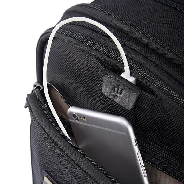 MONYKER HUDSON EXPANDABLE BACKPACK - BALLISTIC NYLON BLACK:  USB PORT