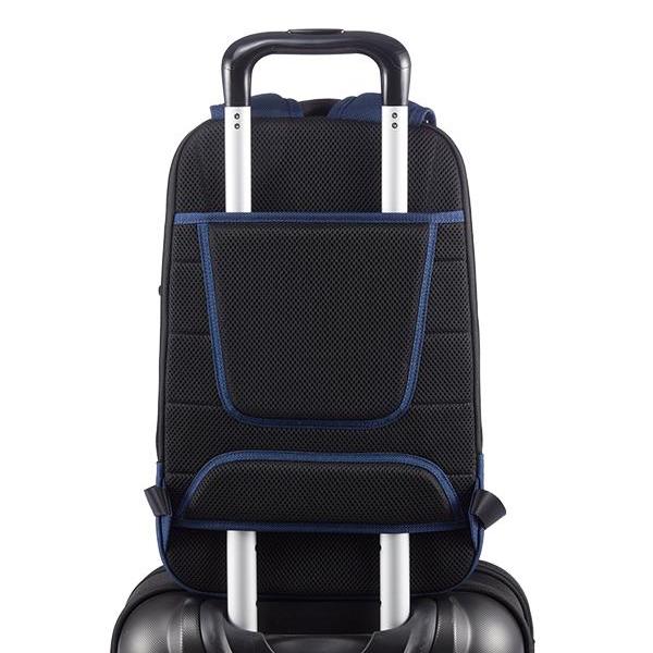 MONYKER HUDSON EXPANDABLE BACKPACK - BALLISTIC NYLON NAVY:  LUGGAGE HANDLE SLOT