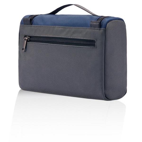 MONYKER navy ballistic nylon toiletry kit with back zip pocket