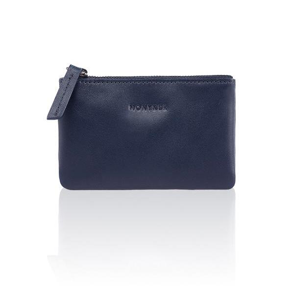 MONYKER Leather Zip Coin Pouch NAVY
