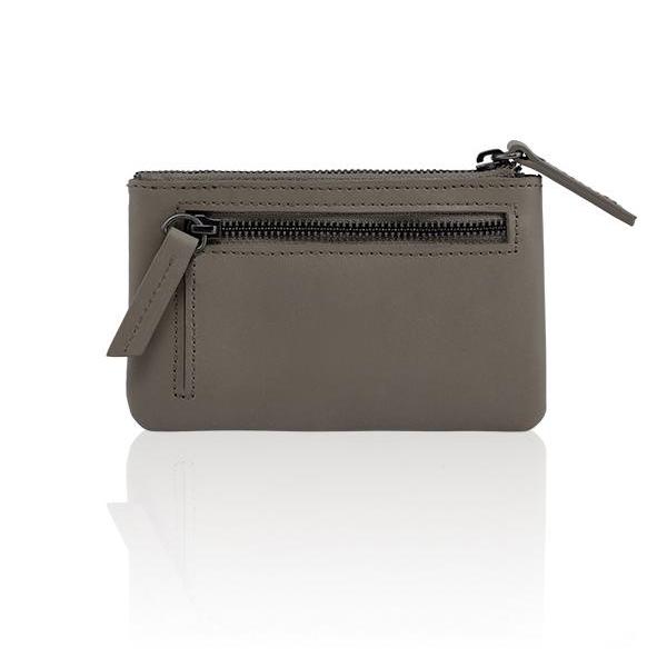 MONYKER Leather Zip Coin Pouch TAUPE:  Back Pocket