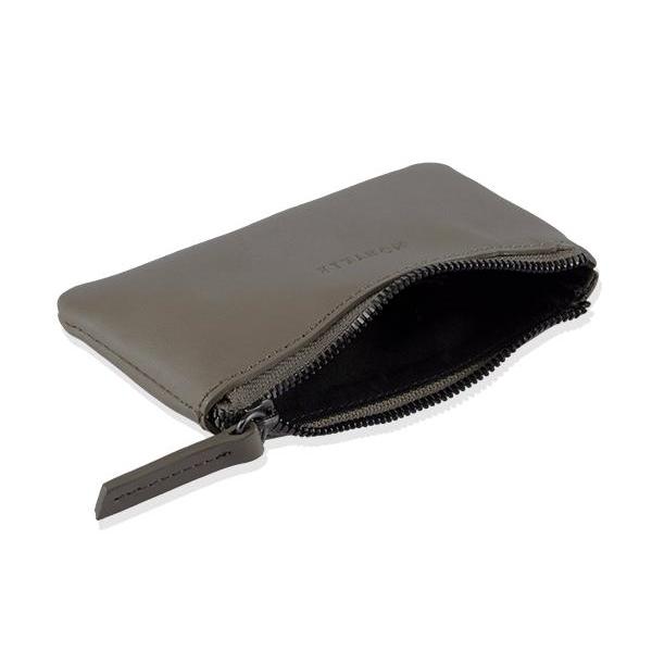 MONYKER Leather Zip Coin Pouch TAUPE
