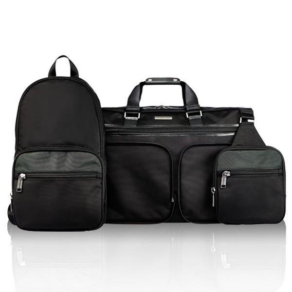 MONYKER black ballistic nylon 3-in-1 travel bag:  detachable sling and casual backpack