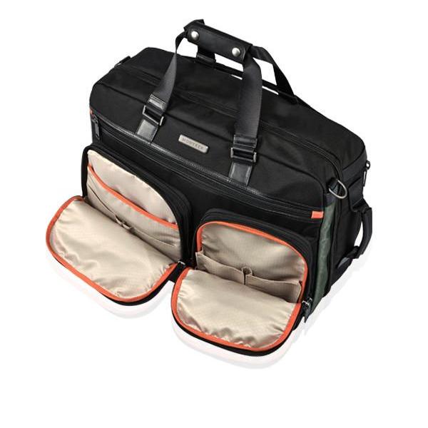 MONYKER black ballistic nylon 3-in-1 travel bag: front pockets interior view