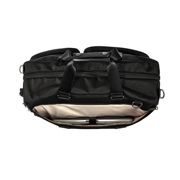 MONYKER black ballistic nylon 3-in-1 travel bag:  back pocket laptop compartment
