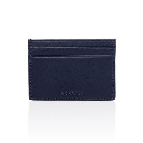 LEATHER ZIP COIN POUCH - NAVY