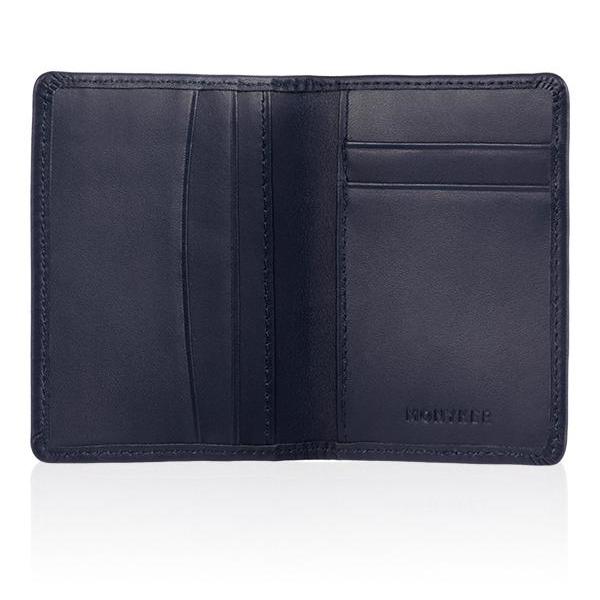 MONYKER Leather Slim Card Wallet NAVY:  Interior